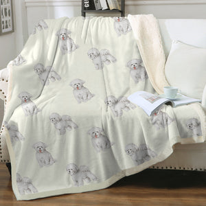 Watercolor Radiance Bichon Frise Sherpa Fleece Blanket - 8 Colors-Blanket-Bedding, Bichon Frise, Blankets, Home Decor-7