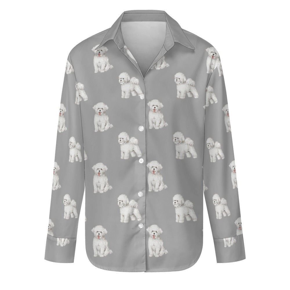 Watercolor Radiance Bichon Frise Women's Shirt - 9 Colors-Apparel-Apparel, Bichon Frise, Dog Mom Gifts, Shirt-S-Parisian Gray-32