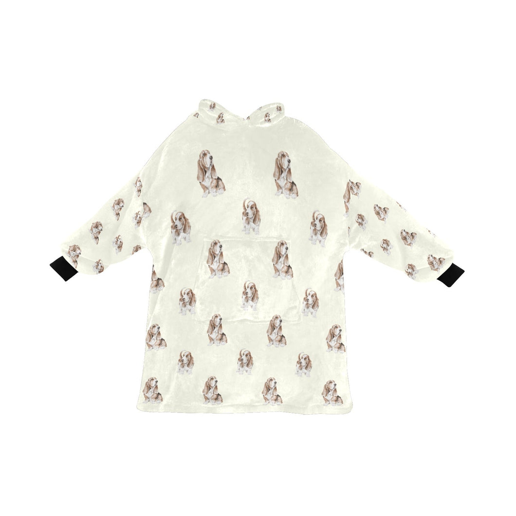 Watercolor Red and White Basset Hounds Blanket Hoodie-Blanket-Apparel, Basset Hound, Blanket Hoodie, Blankets, Dog Mom Gifts-Ivory Cream-ONE SIZE-11