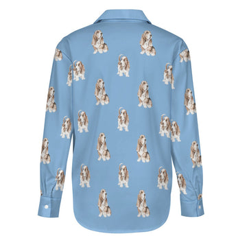 Watercolor Red and White Basset Hounds Women's Shirt - 9 Colors-Apparel-Apparel, Basset Hound, Dog Mom Gifts, Shirt-22