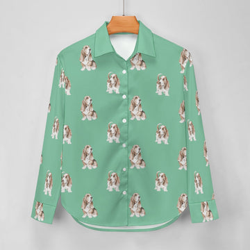 Watercolor Red and White Basset Hounds Women's Shirt - 9 Colors-Apparel-Apparel, Basset Hound, Dog Mom Gifts, Shirt-26