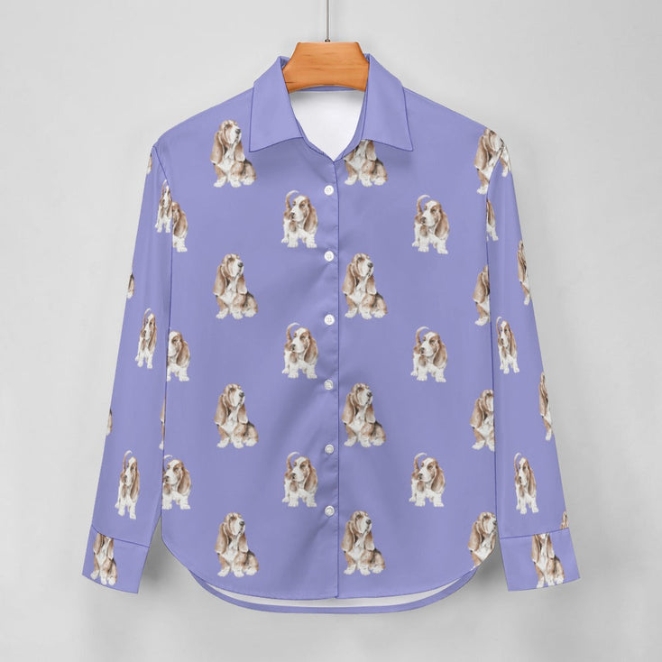 Watercolor Red and White Basset Hounds Women's Shirt - 9 Colors-Apparel-Apparel, Basset Hound, Dog Mom Gifts, Shirt-29