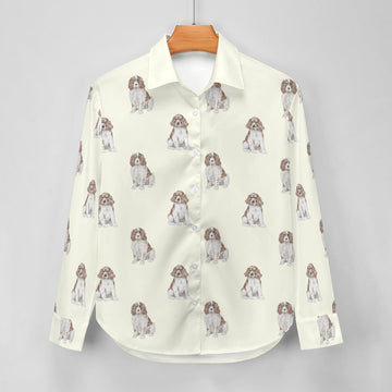 Watercolor Red and White Springer Spaniels Women's Shirt-Apparel-Apparel, Dog Mom Gifts, English Springer Spaniel, Shirt-2