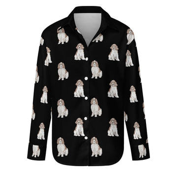 Watercolor Red and White Springer Spaniels Women's Shirt-Apparel-Apparel, Dog Mom Gifts, English Springer Spaniel, Shirt-S-Black-39