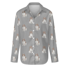 Load image into Gallery viewer, Watercolor Red and White Springer Spaniels Women&#39;s Shirt-Apparel-Apparel, Dog Mom Gifts, English Springer Spaniel, Shirt-S-DarkGray-36