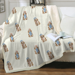 Watercolor Red Cocker Spaniels Christmas Fleece Blanket - 8 Colors-Blanket-Bedding, Blankets, Christmas, Cocker Spaniel, Home Decor-12