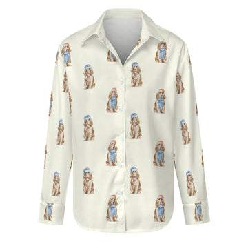 Watercolor Red Cocker Spaniels Christmas Women's Shirt-Apparel-Apparel, Christmas, Cocker Spaniel, Dog Mom Gifts, Shirt-Ivory White-S-14