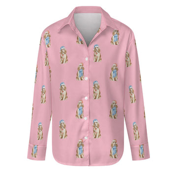Watercolor Red Cocker Spaniels Christmas Women's Shirt-Apparel-Apparel, Christmas, Cocker Spaniel, Dog Mom Gifts, Shirt-Light Pink-S-17