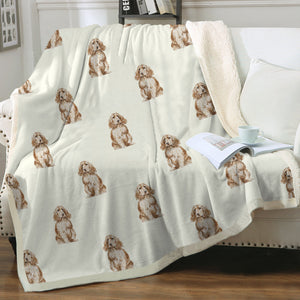 Watercolor Red Cocker Spaniels Sherpa Fleece Blanket - 8 Colors-Blanket-Bedding, Blankets, Cocker Spaniel, Home Decor-8