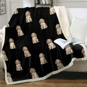 Watercolor Red Cocker Spaniels Sherpa Fleece Blanket - 8 Colors-Blanket-Bedding, Blankets, Cocker Spaniel, Home Decor-7