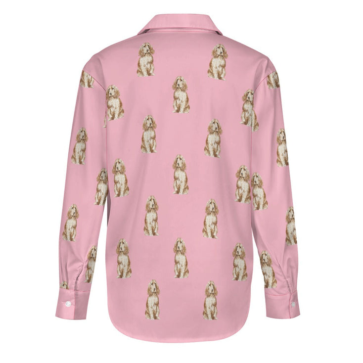 Watercolor Red Cocker Spaniels Women's Shirt-Apparel-Apparel, Cocker Spaniel, Dog Mom Gifts, Shirt-18