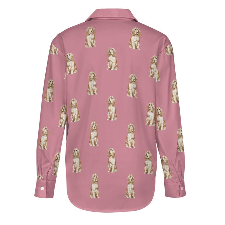Watercolor Red Cocker Spaniels Women's Shirt-Apparel-Apparel, Cocker Spaniel, Dog Mom Gifts, Shirt-21