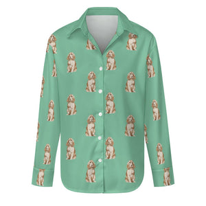 Watercolor Red Cocker Spaniels Women's Shirt-Apparel-Apparel, Cocker Spaniel, Dog Mom Gifts, Shirt-Mint Green-S-29