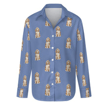 Load image into Gallery viewer, Watercolor Red Cocker Spaniels Women&#39;s Shirt-Apparel-Apparel, Cocker Spaniel, Dog Mom Gifts, Shirt-Slate Blue-S-26