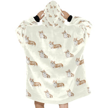 Load image into Gallery viewer, Watercolor Red Corgis Blanket Hoodie-Blanket-Apparel, Blanket Hoodie, Blankets, Corgi, Dog Mom Gifts-10