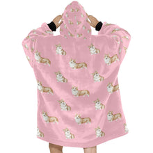 Load image into Gallery viewer, Watercolor Red Corgis Blanket Hoodie-Blanket-Apparel, Blanket Hoodie, Blankets, Corgi, Dog Mom Gifts-13