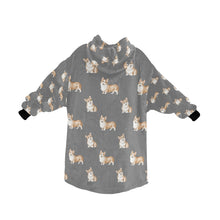 Load image into Gallery viewer, Watercolor Red Corgis Blanket Hoodie-Blanket-Apparel, Blanket Hoodie, Blankets, Corgi, Dog Mom Gifts-24