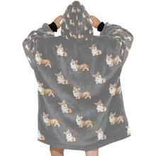 Load image into Gallery viewer, Watercolor Red Corgis Blanket Hoodie-Blanket-Apparel, Blanket Hoodie, Blankets, Corgi, Dog Mom Gifts-25