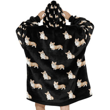 Load image into Gallery viewer, Watercolor Red Corgis Blanket Hoodie-Blanket-Apparel, Blanket Hoodie, Blankets, Corgi, Dog Mom Gifts-28