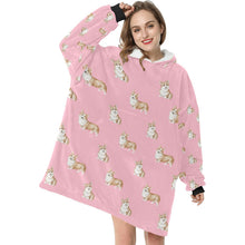 Load image into Gallery viewer, Watercolor Red Corgis Blanket Hoodie-Blanket-Apparel, Blanket Hoodie, Blankets, Corgi, Dog Mom Gifts-2