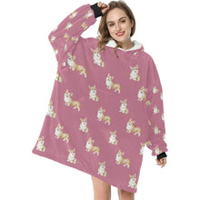 Load image into Gallery viewer, Watercolor Red Corgis Blanket Hoodie-Blanket-Apparel, Blanket Hoodie, Blankets, Corgi, Dog Mom Gifts-3