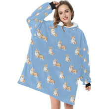 Load image into Gallery viewer, Watercolor Red Corgis Blanket Hoodie-Blanket-Apparel, Blanket Hoodie, Blankets, Corgi, Dog Mom Gifts-4