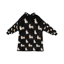 Load image into Gallery viewer, Watercolor Red Corgis Blanket Hoodie-Blanket-Apparel, Blanket Hoodie, Blankets, Corgi, Dog Mom Gifts-Midnight Black-ONE SIZE-26