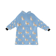 Load image into Gallery viewer, Watercolor Red Corgis Blanket Hoodie-Blanket-Apparel, Blanket Hoodie, Blankets, Corgi, Dog Mom Gifts-Sky Blue-ONE SIZE-17