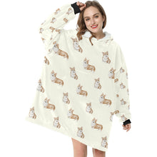 Load image into Gallery viewer, Watercolor Red Corgis Blanket Hoodie-Blanket-Apparel, Blanket Hoodie, Blankets, Corgi, Dog Mom Gifts-1