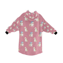 Load image into Gallery viewer, Watercolor Red Corgis Christmas Blanket Hoodie-Blanket-Apparel, Blanket Hoodie, Blankets, Christmas, Corgi, Dog Mom Gifts-10