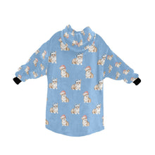 Load image into Gallery viewer, Watercolor Red Corgis Christmas Blanket Hoodie-Blanket-Apparel, Blanket Hoodie, Blankets, Christmas, Corgi, Dog Mom Gifts-15