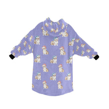 Load image into Gallery viewer, Watercolor Red Corgis Christmas Blanket Hoodie-Blanket-Apparel, Blanket Hoodie, Blankets, Christmas, Corgi, Dog Mom Gifts-27