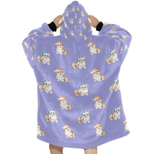 Load image into Gallery viewer, Watercolor Red Corgis Christmas Blanket Hoodie-Blanket-Apparel, Blanket Hoodie, Blankets, Christmas, Corgi, Dog Mom Gifts-28