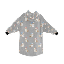 Load image into Gallery viewer, Watercolor Red Corgis Christmas Blanket Hoodie-Blanket-Apparel, Blanket Hoodie, Blankets, Christmas, Corgi, Dog Mom Gifts-30