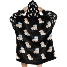Load image into Gallery viewer, Watercolor Red Corgis Christmas Blanket Hoodie-Blanket-Apparel, Blanket Hoodie, Blankets, Christmas, Corgi, Dog Mom Gifts-36