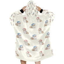 Load image into Gallery viewer, Watercolor Red Corgis Christmas Blanket Hoodie-Blanket-Apparel, Blanket Hoodie, Blankets, Christmas, Corgi, Dog Mom Gifts-5