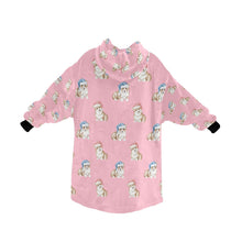 Load image into Gallery viewer, Watercolor Red Corgis Christmas Blanket Hoodie-Blanket-Apparel, Blanket Hoodie, Blankets, Christmas, Corgi, Dog Mom Gifts-6