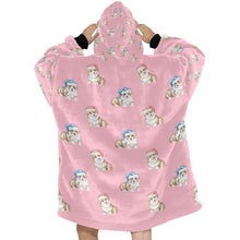 Load image into Gallery viewer, Watercolor Red Corgis Christmas Blanket Hoodie-Blanket-Apparel, Blanket Hoodie, Blankets, Christmas, Corgi, Dog Mom Gifts-7