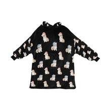 Load image into Gallery viewer, Watercolor Red Corgis Christmas Blanket Hoodie-Blanket-Apparel, Blanket Hoodie, Blankets, Christmas, Corgi, Dog Mom Gifts-Black-ONE SIZE-32