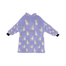Load image into Gallery viewer, Watercolor Red Corgis Christmas Blanket Hoodie-Blanket-Apparel, Blanket Hoodie, Blankets, Christmas, Corgi, Dog Mom Gifts-CornflowerBlue_1-ONE SIZE-25