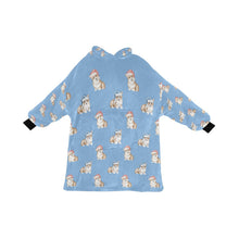 Load image into Gallery viewer, Watercolor Red Corgis Christmas Blanket Hoodie-Blanket-Apparel, Blanket Hoodie, Blankets, Christmas, Corgi, Dog Mom Gifts-LightSkyBlue-ONE SIZE-13