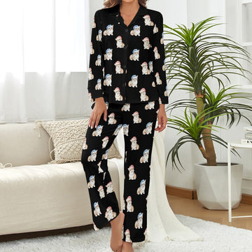 Watercolor Red Corgis Christmas Pajamas Set for Women