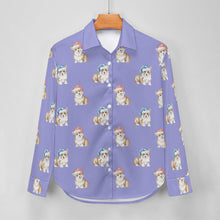 Load image into Gallery viewer, Watercolor Red Corgis Christmas Women's Shirt-Apparel-Apparel, Christmas, Corgi, Dachshund, Dog Mom Gifts, Shirt-35