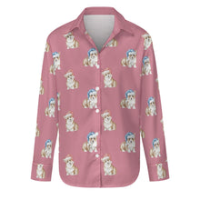 Load image into Gallery viewer, Watercolor Red Corgis Christmas Women's Shirt-Apparel-Apparel, Christmas, Corgi, Dachshund, Dog Mom Gifts, Shirt-Dusty Pink-S-17