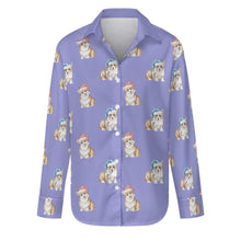 Load image into Gallery viewer, Watercolor Red Corgis Christmas Women's Shirt-Apparel-Apparel, Christmas, Corgi, Dachshund, Dog Mom Gifts, Shirt-Lavender Purple-S-30