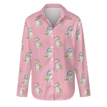 Load image into Gallery viewer, Watercolor Red Corgis Christmas Women's Shirt-Apparel-Apparel, Christmas, Corgi, Dachshund, Dog Mom Gifts, Shirt-Light Pink-S-19
