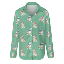 Load image into Gallery viewer, Watercolor Red Corgis Christmas Women's Shirt-Apparel-Apparel, Christmas, Corgi, Dachshund, Dog Mom Gifts, Shirt-Mint Green-S-27