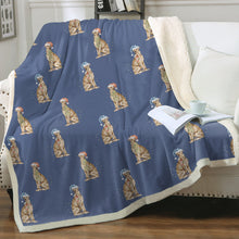 Load image into Gallery viewer, Watercolor Red Greyhounds Whippets Christmas Fleece Blanket - 8 Colors-Blanket-Bedding, Blankets, Christmas, Greyhound, Home Decor, Whippet-Cornflower Blue-Single-18