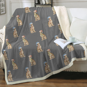 Watercolor Red Greyhounds Whippets Christmas Fleece Blanket - 8 Colors-Blanket-Bedding, Blankets, Christmas, Greyhound, Home Decor, Whippet-Parisian Gray-Single-7