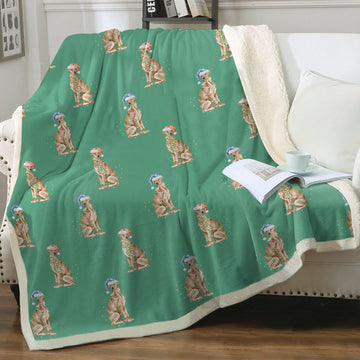 Watercolor Red Greyhounds Whippets Christmas Fleece Blanket 8 Colors 360x